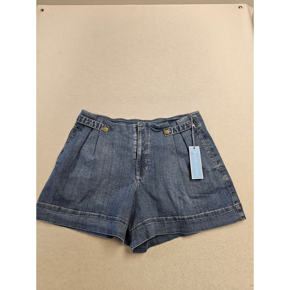 Draper James Womens Pleated Denim Shorts Medium Wash Blue Size 14 5653S8AB3D NEW